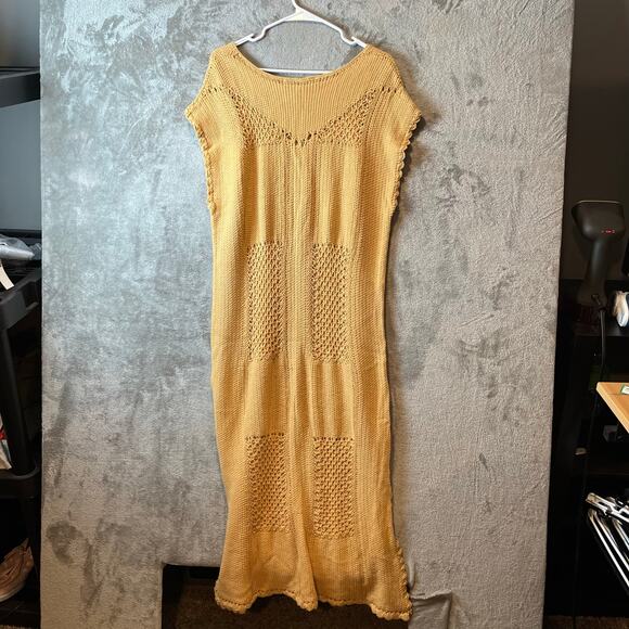 Free People Lost At Sea Sweater Midi Dress Dusted Daffodil Size Medium New - Picture 4 of 7
